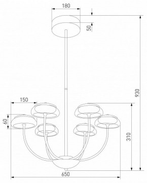 Люстра на штанге Eurosvet Fungo 50388 LED черный в Режи - rezh.mebel24.online | фото 4