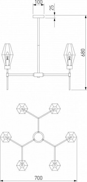 Люстра на штанге Eurosvet Prism 60143/6 хром в Режи - rezh.mebel24.online | фото 2
