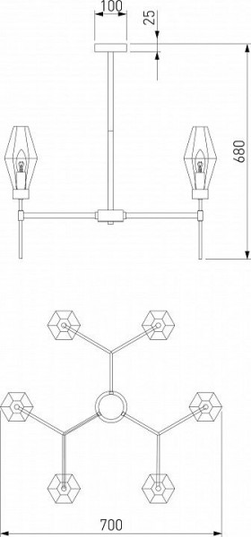Люстра на штанге Eurosvet Prism 60143/6 латунь в Режи - rezh.mebel24.online | фото 4