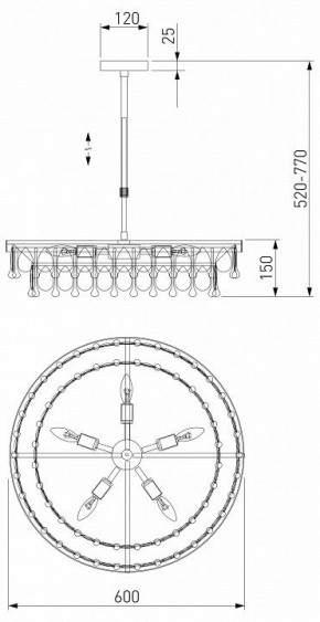 Люстра на штанге Eurosvet Sophie 60165/6 латунь в Режи - rezh.mebel24.online | фото 3