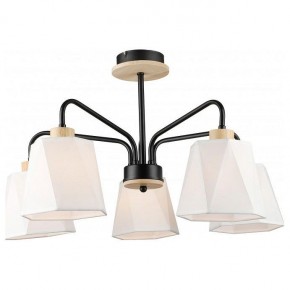 Люстра на штанге Imex MD.5714 MD.5714-5-S-BK+WOOD в Режи - rezh.mebel24.online | фото
