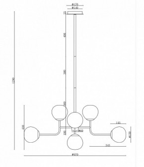 Люстра на штанге Maytoni Erich MOD221-PL-08-N в Режи - rezh.mebel24.online | фото 3