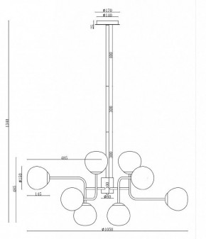 Люстра на штанге Maytoni Erich MOD221-PL-12-G в Режи - rezh.mebel24.online | фото 3