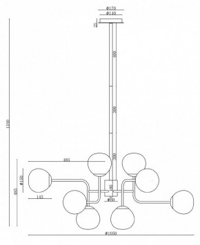 Люстра на штанге Maytoni Erich MOD221-PL-12-N в Режи - rezh.mebel24.online | фото 3