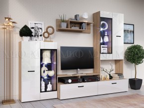 Нэнси New Центральная секция (ЛДСП) Белый глянец/Сонома в Режи - rezh.mebel24.online | фото 2