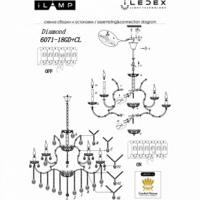 Подвесная люстра iLamp Diamond 6071-18 GD+CL в Режи - rezh.mebel24.online | фото 2