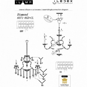 Подвесная люстра iLamp Diamond 6071-8 GD+CL в Режи - rezh.mebel24.online | фото 2