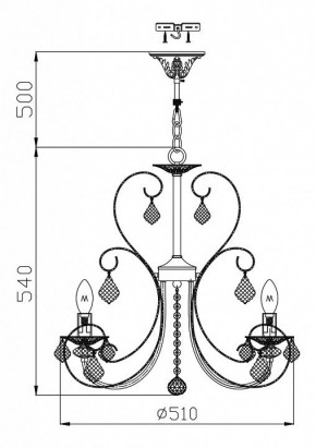 Подвесная люстра Maytoni Princess ARM270-05-R в Режи - rezh.mebel24.online | фото