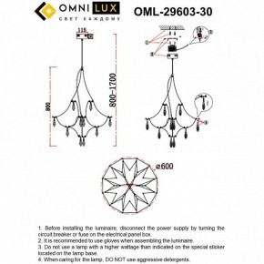 Подвесная люстра Omnilux Perelli OML-29603-30 в Режи - rezh.mebel24.online | фото 10