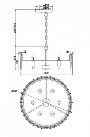 Подвесной светильник Maytoni Puntes MOD043PL-06G в Режи - rezh.mebel24.online | фото 4