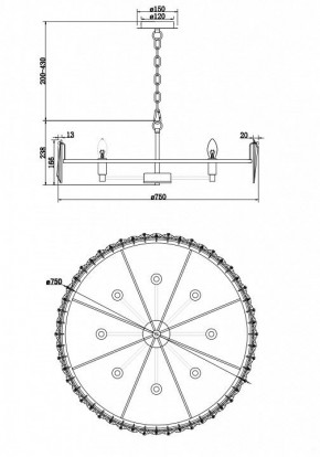 Подвесной светильник Maytoni Puntes MOD043PL-08G в Режи - rezh.mebel24.online | фото 4