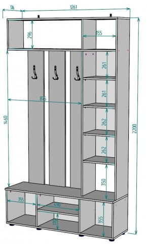 Прихожая с зеркалом V19_M в Режи - rezh.mebel24.online | фото 2