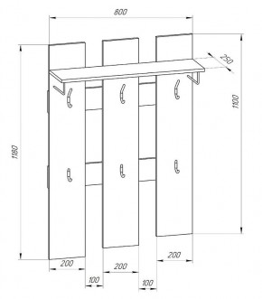 Прихожая-вешалка большая 800 в Режи - rezh.mebel24.online | фото 2