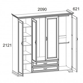 Шкаф 4D2S Z, TIFFANY, цвет вудлайн кремовый в Режи - rezh.mebel24.online | фото 1