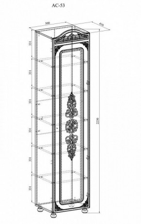 Шкаф для белья Ассоль АС-53К в Режи - rezh.mebel24.online | фото 3