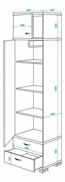 Шкаф платяной Домино КС-10 в Режи - rezh.mebel24.online | фото 3