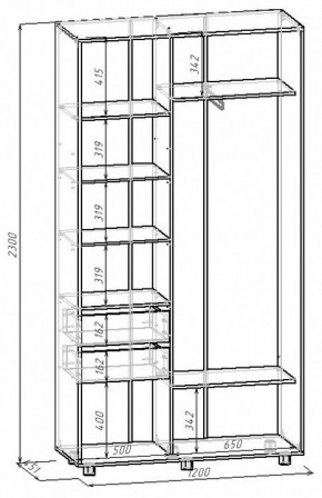 Шкаф-купе Удачный 1200x450x2300 в Режи - rezh.mebel24.online | фото 3