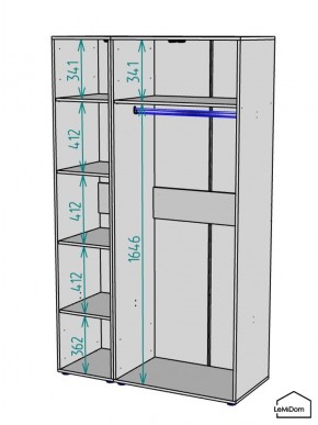 Шкаф Linnea MHR-3-1 2050х1200х510 (Графит-М 11.1.25) в Режи - rezh.mebel24.online | фото 3