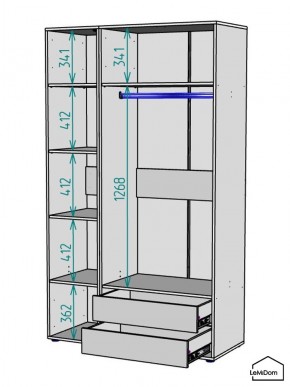 Шкаф Linnea MHR-3PO-2 2050х1200х510 (Белый-М 11.1.2) в Режи - rezh.mebel24.online | фото 3