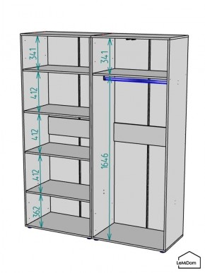 Шкаф Linnea MHR-4-1 2050х1600х510 (Графит-М 11.1.25) в Режи - rezh.mebel24.online | фото 3