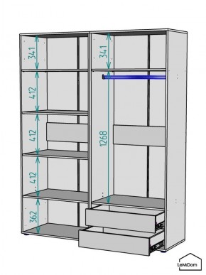 Шкаф Linnea MHR-4-2 2050х1600х510 (Графит-М 11.1.25) в Режи - rezh.mebel24.online | фото 3