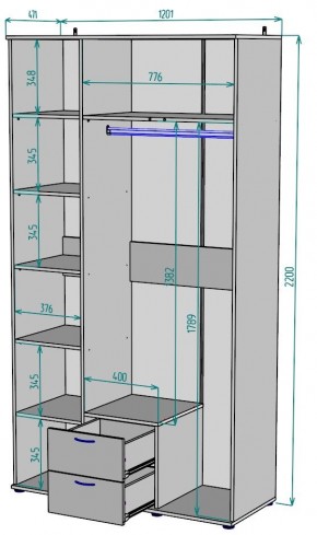 Шкаф Ольга H54 в Режи - rezh.mebel24.online | фото 2