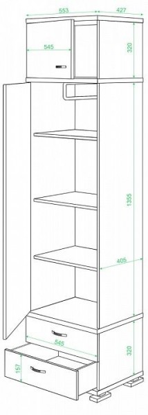 Шкаф платяной Домино КС-10 в Режи - rezh.mebel24.online | фото 2