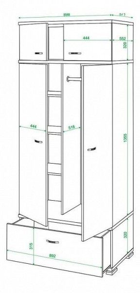 Шкаф платяной Домино КС-20 в Режи - rezh.mebel24.online | фото 3