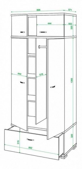 Шкаф платяной Домино КС-20 в Режи - rezh.mebel24.online | фото 3