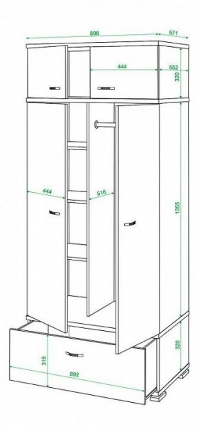 Шкаф платяной Домино КС-20 в Режи - rezh.mebel24.online | фото 2