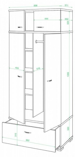 Шкаф платяной Домино КС-20 в Режи - rezh.mebel24.online | фото 2