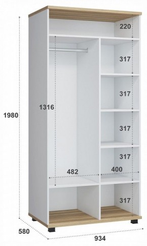 Шкаф платяной СкайЛайт СЛ-06К в Режи - rezh.mebel24.online | фото 5