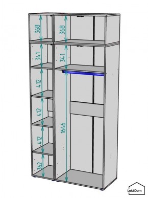 Шкаф с антресолью Linnea MHR-3A-1 2450х1200х510 (ДВ-М 11.1.25) в Режи - rezh.mebel24.online | фото 3