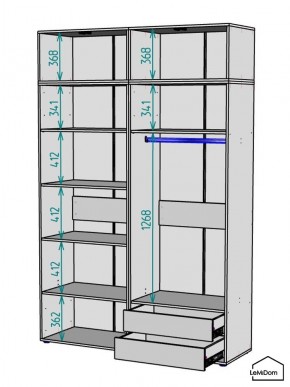 Шкаф с антресолью Linnea MHR-4A-2 2450х1600х510 (Графит-М 11.1.25) в Режи - rezh.mebel24.online | фото 3