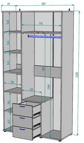 Шкаф с зеркалом Ольга H57_M в Режи - rezh.mebel24.online | фото 2