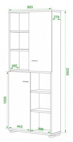 Стеллаж комбинированный Домино нельсон ПУ-30-2 в Режи - rezh.mebel24.online | фото 2