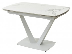 Стол ALATRI 120 GLOSS STATUARIO WHITE SOLID CERAMIC / WHITE, ®DISAUR в Режи - rezh.mebel24.online | фото 1