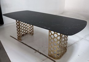 Стол CHIAVARI 220 KL-116 Черный мрамор матовый, итальянская керамика / бронзовый, ®DISAUR в Режи - rezh.mebel24.online | фото 4