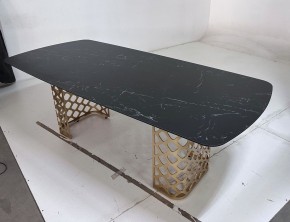 Стол CHIAVARI 220 KL-116 Черный мрамор матовый, итальянская керамика / бронзовый, ®DISAUR в Режи - rezh.mebel24.online | фото 6