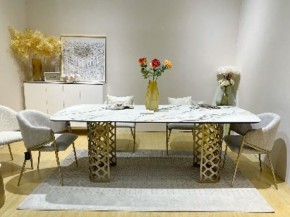 Стол CHIAVARI 220 KL-188 Контрастный мрамор матовый, итальянская керамика / Шампань, ®DISAUR в Режи - rezh.mebel24.online | фото 2