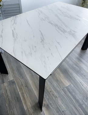 Стол CREMONA 180 KL-99 Белый мрамор матовый, итальянская керамика / черный каркас, ®DISAUR в Режи - rezh.mebel24.online | фото 2