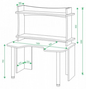 Стол компьютерный Домино lite СКЛ-Игр140 в Режи - rezh.mebel24.online | фото 2