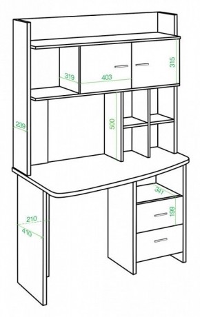 Стол компьютерный Домино Lite СКЛ-Крл120+НКЛХ-120 К ЛЕВ в Режи - rezh.mebel24.online | фото 2