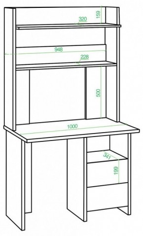 Стол компьютерный Домино Lite СКЛ-Прям100Р+НКЛХ-100 в Режи - rezh.mebel24.online | фото 2