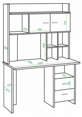 Стол компьютерный Домино Lite СКЛ-Прям120Р+НКЛХ-120 в Режи - rezh.mebel24.online | фото 2