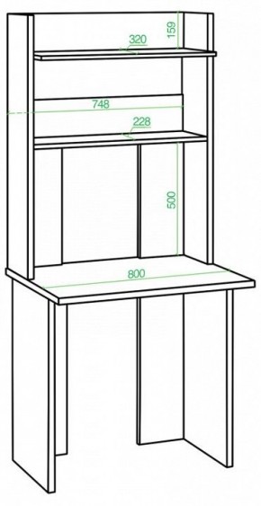 Стол компьютерный Домино Lite СКЛ-Прям80Р+НКЛХ в Режи - rezh.mebel24.online | фото 2