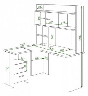 Стол компьютерный Домино Lite СКЛ-Угл130+НКЛХ-130 КШ ПРАВ в Режи - rezh.mebel24.online | фото 2