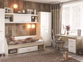 Стол компьютерный Симба Дуб белфорт-Белый глянец в Режи - rezh.mebel24.online | фото 3