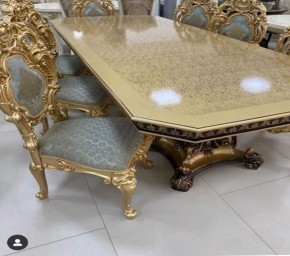 Стол прямоугольный раскладной Изабелла GOLD (столешница под мрамор) 2400(2800)*1100 в Режи - rezh.mebel24.online | фото