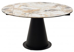 Стол TERAMO 135 GLOSS GRAND JADE SOLID CERAMIC, керамика, поворотн.механизм / Черный каркас, ®DISAUR в Режи - rezh.mebel24.online | фото